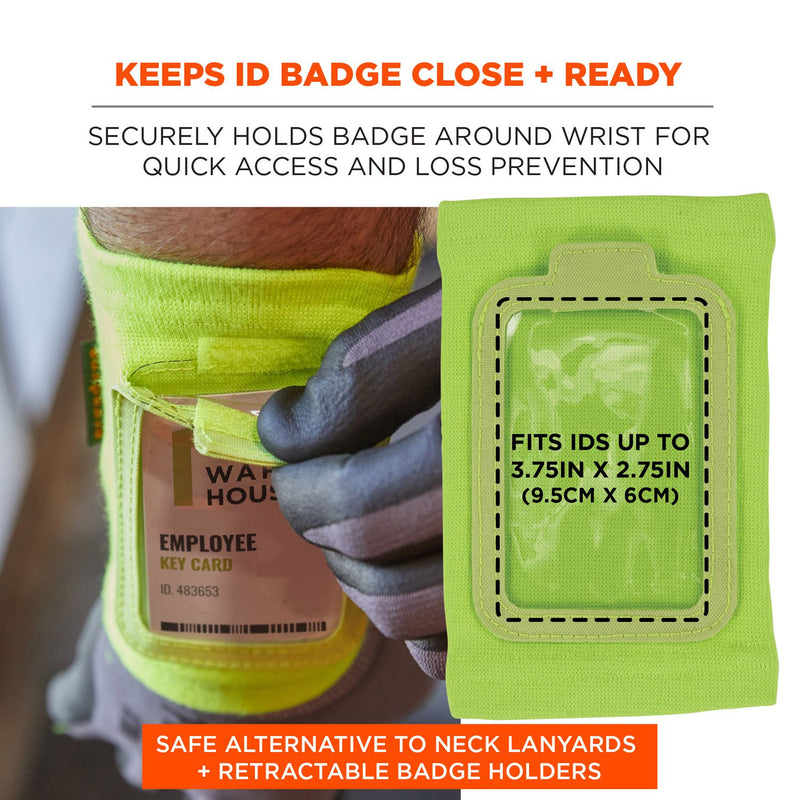 Ergodyne Squids 3388 Wrist ID/Badge Holder, Vertical, Lime 3.5 x 5.5 Holder, 2.75 x 3.75 Insert (EGO19962) Each