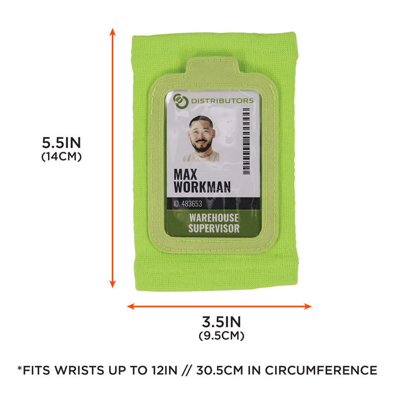 Ergodyne Squids 3388 Wrist ID/Badge Holder, Vertical, Lime 3.5 x 5.5 Holder, 2.75 x 3.75 Insert (EGO19962) Each