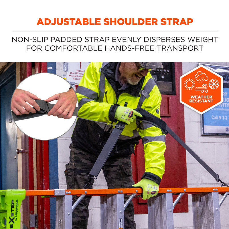 Ergodyne Arsenal 5302 Ladder Shoulder Lifting Strap, Supports Up to 100 lb, 2 x 4 x 10.5, Black (EGO19198) Each