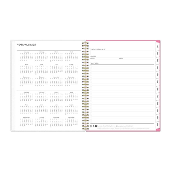 Blue Sky® Roosevelt Pink Academic Weekly/Monthly Planner, Floral Artwork, 11" x 8.5", Pink/Gray Cover, 12-Month (July-June): 2025-2026 (BLS128691) Each