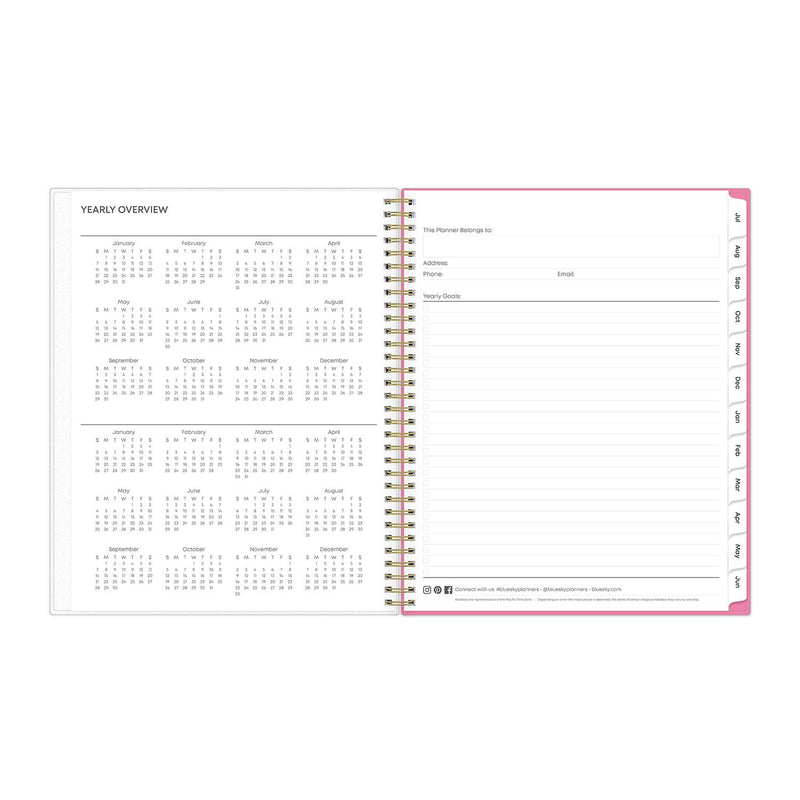 Blue Sky® Roosevelt Pink Academic Weekly/Monthly Planner, Floral Artwork, 11" x 8.5", Pink/Gray Cover, 12-Month (July-June): 2025-2026 (BLS128691) Each