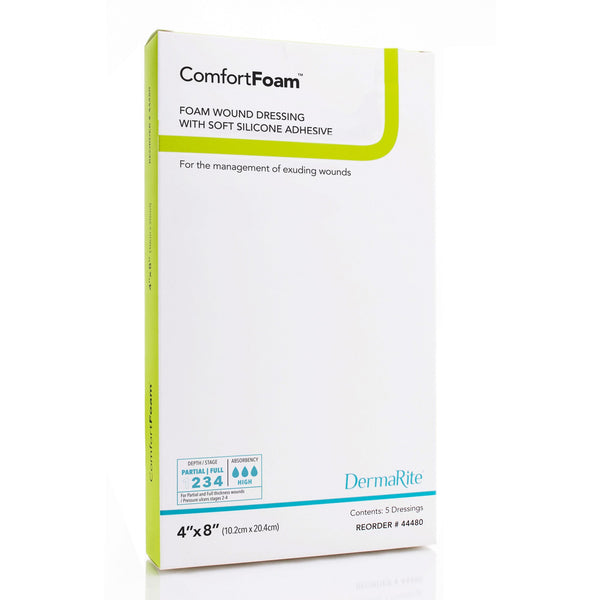 ComfortFoam™ Border Foam Dressing 4 X 8 Inch With Border Waterproof Backing Silicone Adhesive Rectangle Sterile (946494_EA) 1/EA