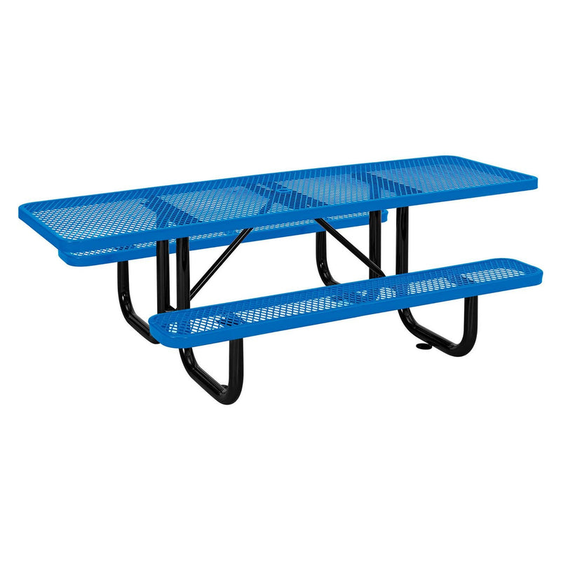 Global Industrial® ADA Compliant Expanded Steel Picnic Table, Rectangular, 96 x 60 x 29.5, Blue Top and Base (GBE695289BL) Each