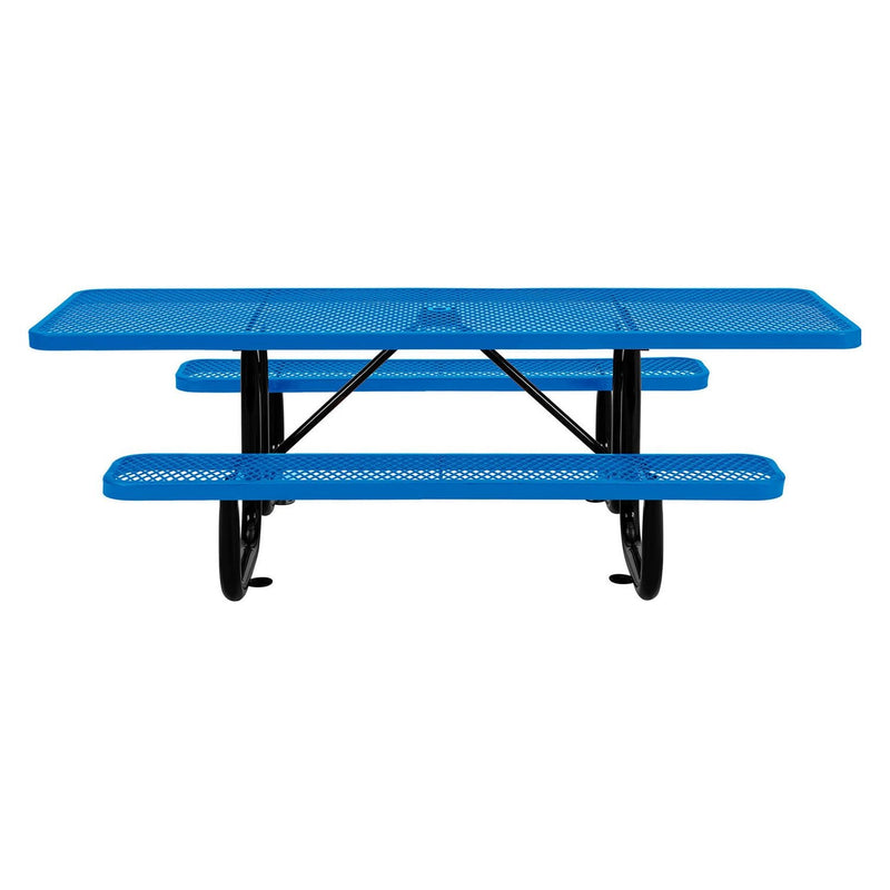Global Industrial® ADA Compliant Expanded Steel Picnic Table, Rectangular, 96 x 60 x 29.5, Blue Top and Base (GBE695289BL) Each