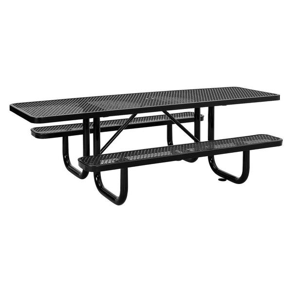 Global Industrial® ADA Compliant Expanded Steel Picnic Table, Rectangular, 96 x 60 x 29.5, Black Top and Base (GBE695289BK) Each