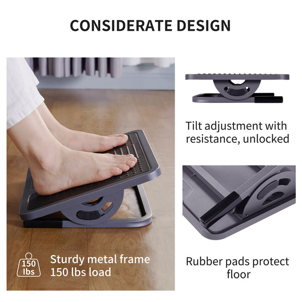 Eureka Ergonomic® Adjustable Ergonomic Footrest, 15.38 x 11.81 x 3.32 to 5.19, Black/Gray (EKADSN03048) Each