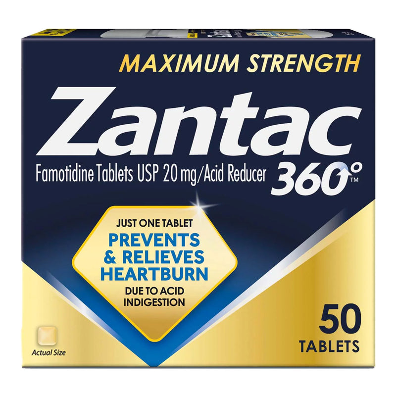 Zantac 360°® Maximum Strength Antacid 20 mg Strength Tablet 50 per Bottle (1230702_BT) 1/BT