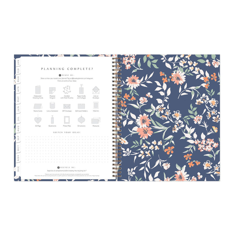 Blue Sky® One Tree Planted Effie Weekly/Monthly Planner, Floral Artwork, 11" x 8.5", Blue/Peach/Green Cover, 12-Month (Jan-Dec): 2026 (BLS138325) Each