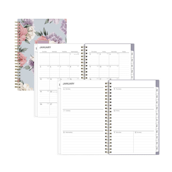 Blue Sky® Tula Weekly/Monthly Planner, Floral Artwork, 8" x 5", Purple/Pink/White Cover, 12-Month (Jan to Dec): 2026 (BLS143974) Each