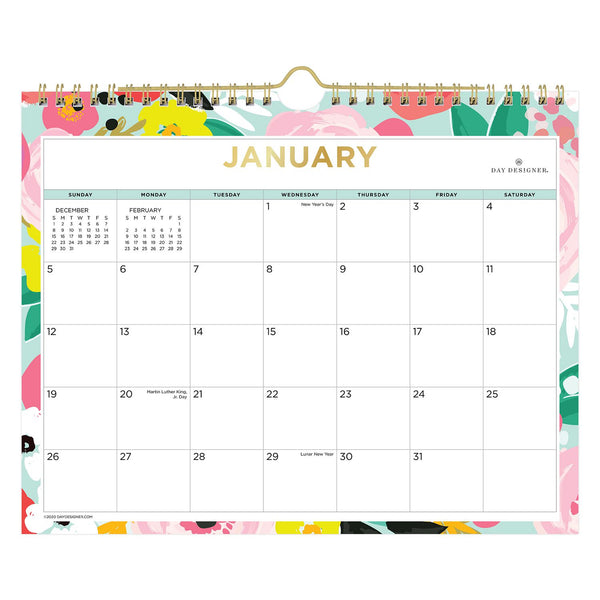 Blue Sky® Day Designer Secret Garden Mint Monthly Wall Calendar, Floral Artwork, 11 x 8.75, Multicolor Sheets, 12-Month (Jan-Dec): 2026 (BLS148632) Each