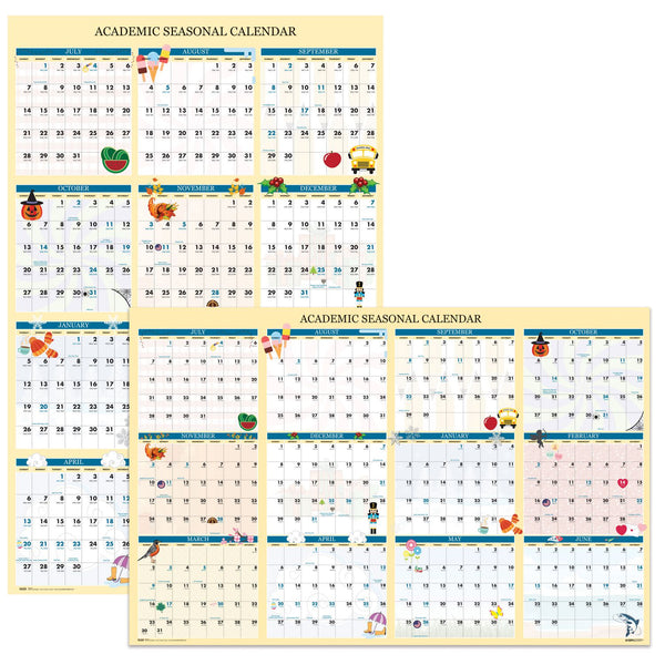 House of Doolittle™ Recycled Academic Seasonal Laminated Wall Calendar, Illustrated Seasons, 24 x 37, 12-Month (July to June), 2025 to 2026 (HOD39835) Each