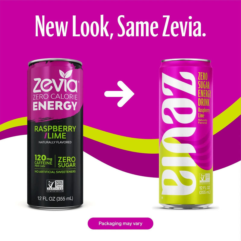 Zevia® Zero Sugar Naturally Sweetened Energy Drink, Raspberry Lime, 12 oz Can, 12/Carton (ZEV0195212) Case of 12