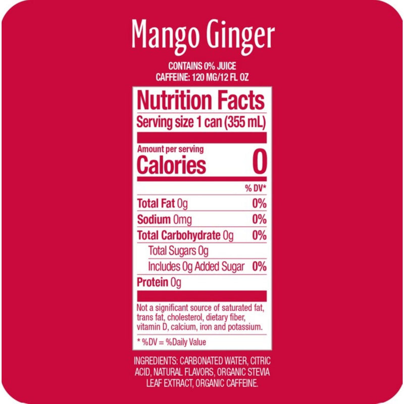 Zevia® Zero Sugar Naturally Sweetened Energy Drink, Mango Ginger, 12 oz Can, 12/Carton (ZEV0195112) Case of 12