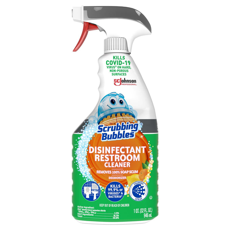 Scrubbing Bubbles Disinfectant Restroom Cleaner, Fresh Scent, 32 oz Spray Bottle, 8/Carton (SJN334879) Case of 8