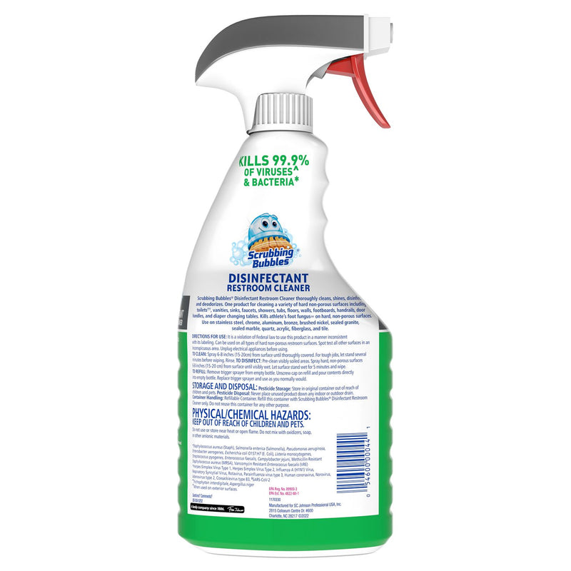 Scrubbing Bubbles Disinfectant Restroom Cleaner, Fresh Scent, 32 oz Spray Bottle, 8/Carton (SJN334879) Case of 8