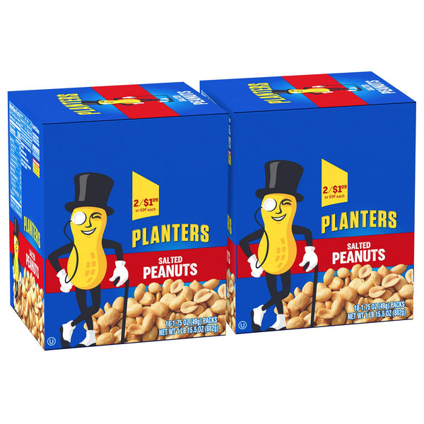 Planters Salted Peanuts, 1.75 oz Pack, 18 Packets/Box, 2 Boxes/Carton (GRR60004060) Case of 36