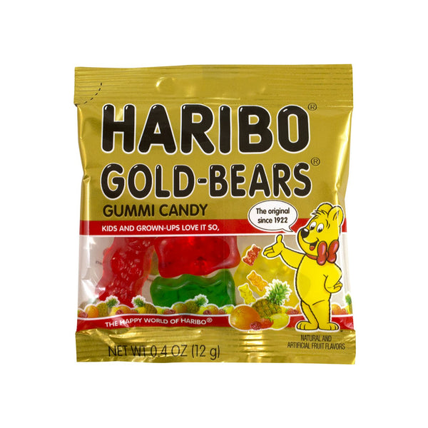 Haribo Goldbears Gummi Candy, Assorted Flavors, 0.4 oz Pouch, 54/Tub, 2 Tubs/Carton (GRR60004073) Case of 108