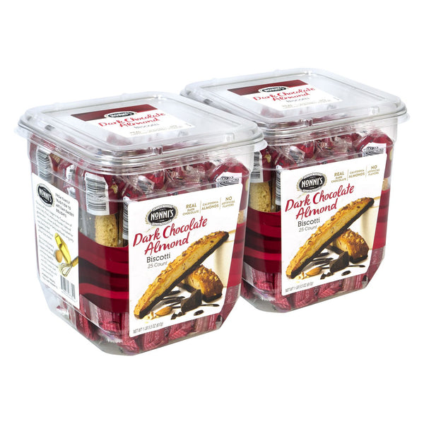 Nonni's Biscotti, Dark Chocolate Almond, 0.88 oz Packet, 25/Tub, 2 Tubs/Carton (GRR60004079) Case of 50