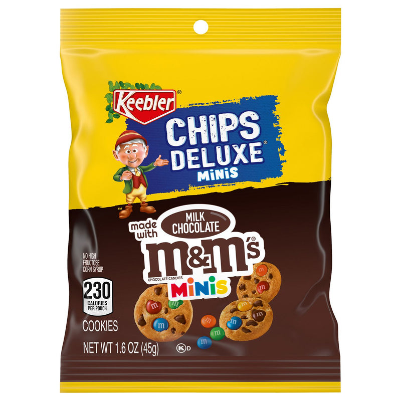 Keebler M&M Cookie Packs, Chocolate, 1.6 oz Pouch, 30/Box, 2 Boxes/Carton (GRR60004085) Case of 60