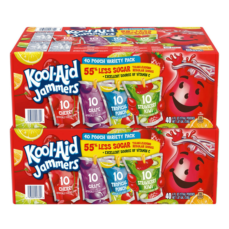Kool-Aid Jammers Juice Pouch Variety Pack, 6 oz Pouch, 80/Carton (GRR60004076) Case of 80