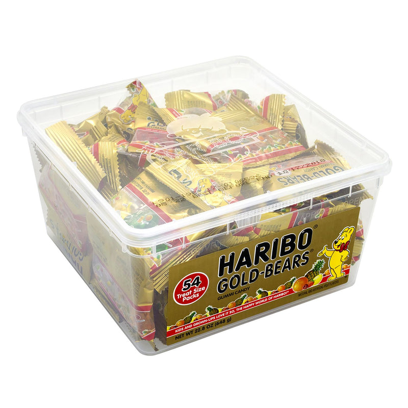 Haribo Goldbears Gummi Candy, Assorted Flavors, 0.4 oz Pouch, 54/Tub, 2 Tubs/Carton (GRR60004073) Case of 108