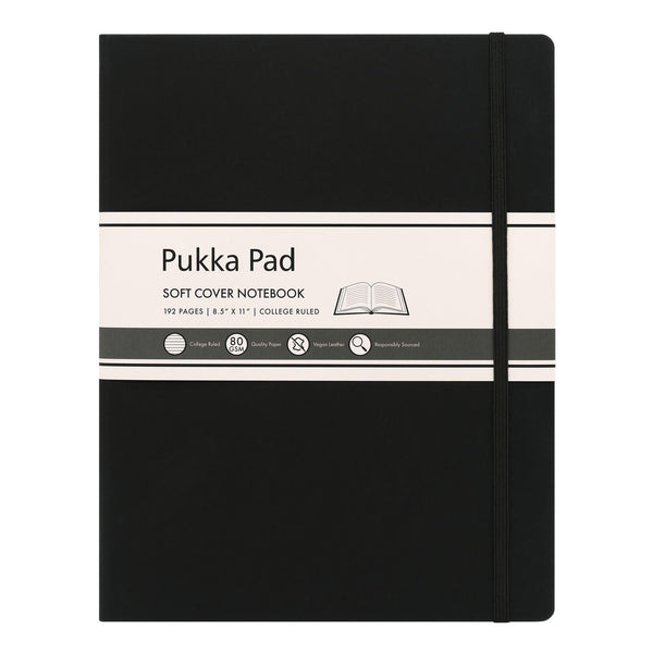PUKKA PAD® Soft Cover Notebook, College Rule, Black Cover, (96) 11 x 8.5 Sheets (PUK9942SIG) Each