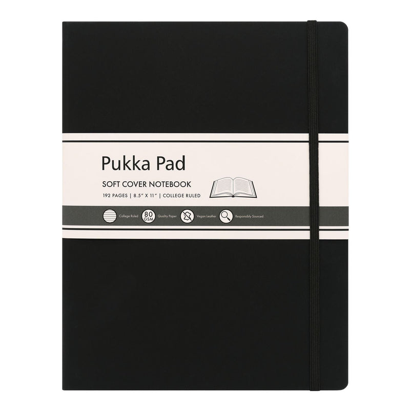 PUKKA PAD® Soft Cover Notebook, College Rule, Black Cover, (96) 11 x 8.5 Sheets (PUK9942SIG) Each