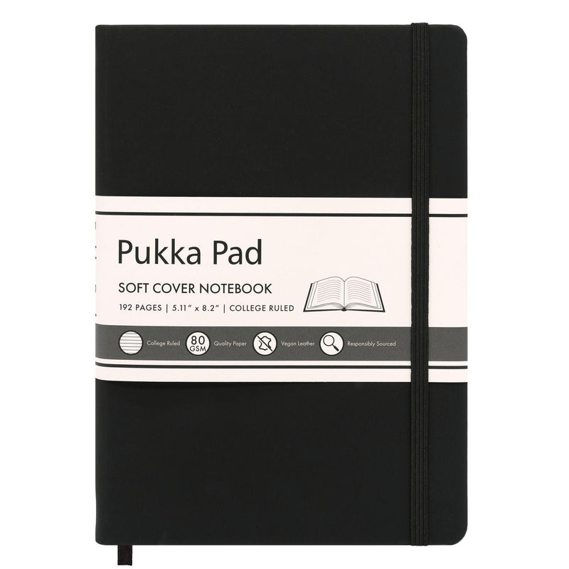 PUKKA PAD® Soft Cover Notebook, College Rule, Black Cover, (96) 8.2 x 5.11 Sheets (PUK9940SIG) Each