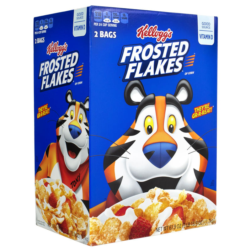 Kellogg's Frosted Flakes Breakfast Cereal, 2 Bags/61.9 oz Box, 2 Boxes/Carton (GRR60004075) Case of 2