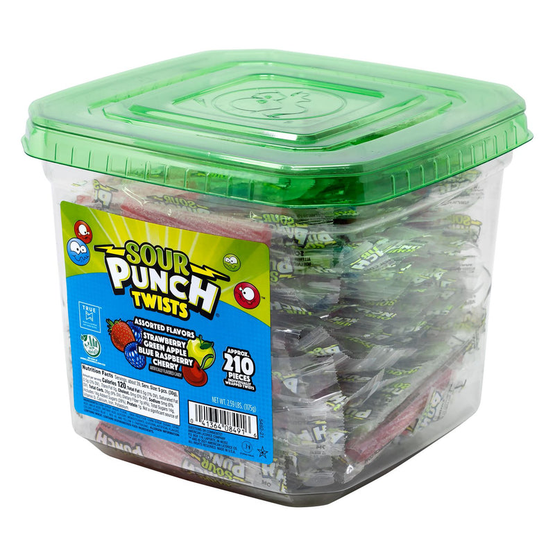Sour Punch Twists, Variety, 2.59 lb Tub, Approx. 210 Pieces/Tub, 2 Tubs (GRR60004078) Case of 420