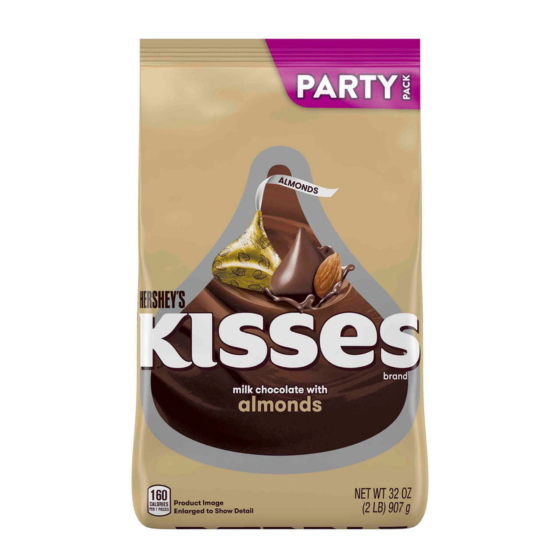 Hershey's KISSES with Almonds, Milk Chocolate, 32 oz Pack, 2 Packs/Carton (GRR60004091) Case of 2