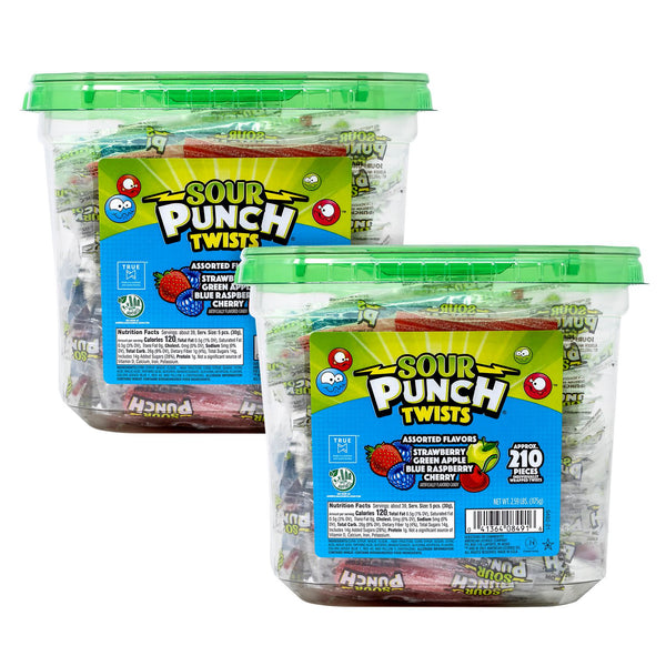 Sour Punch Twists, Variety, 2.59 lb Tub, Approx. 210 Pieces/Tub, 2 Tubs (GRR60004078) Case of 420