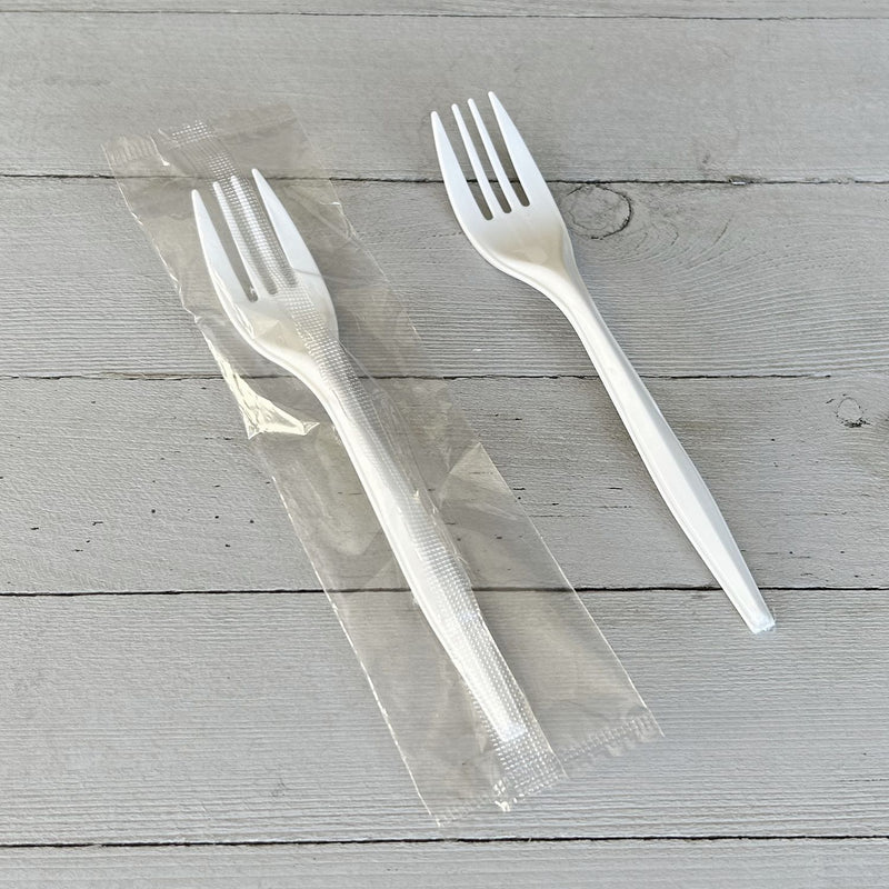 Mediumweight Wrapped Polypropylene Cutlery, Fork, 5.51", Plastic, White, 1,000/Carton (BWKFORKMWPPIW) Case of 1000