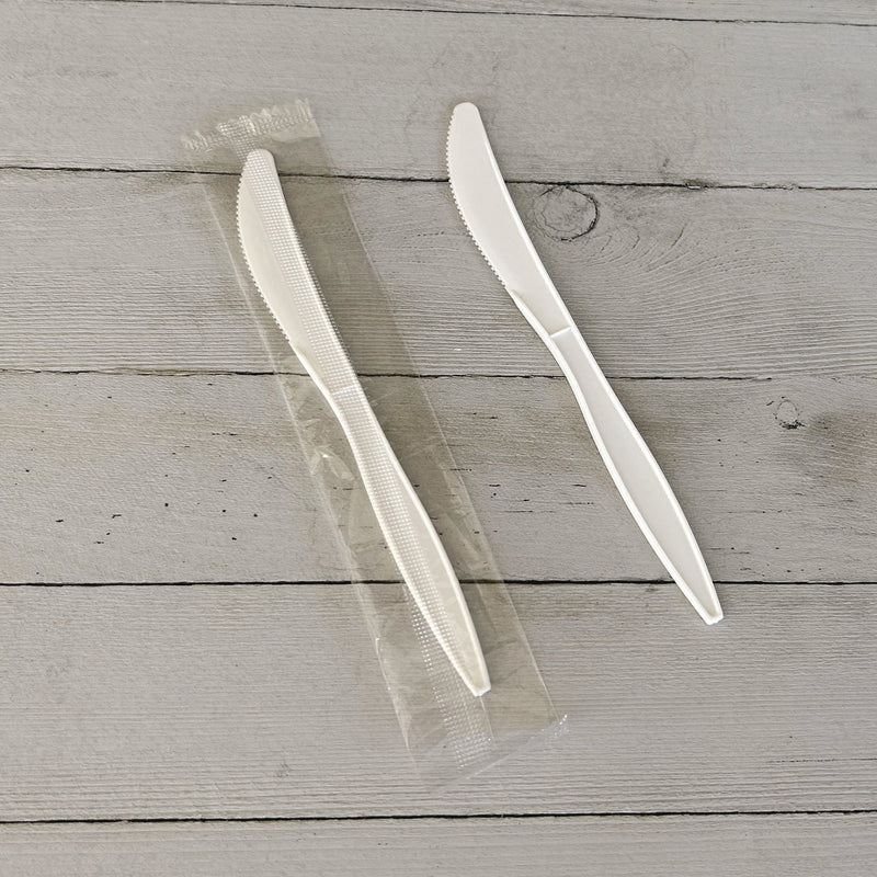 Boardwalk® Mediumweight Wrapped Polypropylene Cutlery, Knife, White, 1,000/Carton (BWKKNIFEMWPPIW) Case of 1000