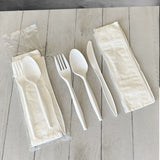 Boardwalk® Four-Piece Cutlery Kit, Fork/Knife/Napkin/Teaspoon, Mediumweight, White, 250/Carton (BWK4COMBOKITPP) Case of 250