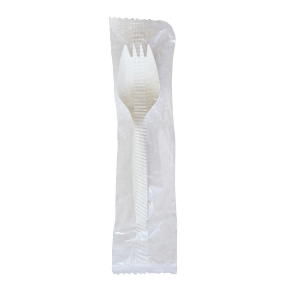 Boardwalk Mediumweight Wrapped Polypropylene Cutlery, Spork, White, 1,000/Carton (BWKSPORKWHPPIW) Case of 1000