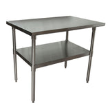 BK Resources Stainless Steel Flat Top Work Tables, 48w x 30d x 36h, Silver, 2/Pallet (BKE2VT4830) Each