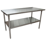 BK Resources Stainless Steel Flat Top Work Tables, 60w x 30d x 36h, Silver, 2/Pallet (BKE2VT6030) Each