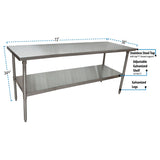 BK Resources Stainless Steel Flat Top Work Tables, 72w x 30d x 36h, Silver, 2/Pallet (BKE2VT7230) Each