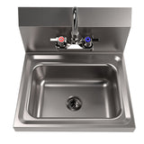 BK Resources Stainless Steel Hand Sink with Faucet, 14" l x 10" w x 5" d (BKEBKHSW1410PG) Each