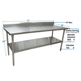 BK Resources Stainless Steel 5" Riser Top Tables, 72w x 30d x 39.75h, Silver, 2/Pallet (BKE2VTR57230) Each