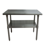 BK Resources Stainless Steel Flat Top Work Tables, 48w x 24d x 36h, Silver, 2/Pallet (BKE2VT4824) Each