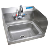 BK Resources Stainless Steel Hand Sink with Side Splashes and Faucet, 14" l x 10" w x 5" h (BKEHSW1410SSP) Each