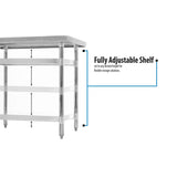 BK Resources Stainless Steel Flat Top Work Tables, 24w x 24d x 36h, Silver, 2/Pallet (BKE2VT2424) Each