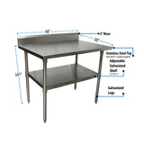 BK Resources Stainless Steel 5" Riser Top Tables, 48w x 30d x 39.75h, Silver, 2/Pallet (BKE2VTR54830) Each