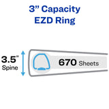 Avery® Heavy-Duty View Binder with DuraHinge and Locking One Touch EZD Rings, 3 Rings, 3" Capacity, 11 x 8.5, White, 4/Carton (AVE79193CT) Case of 4