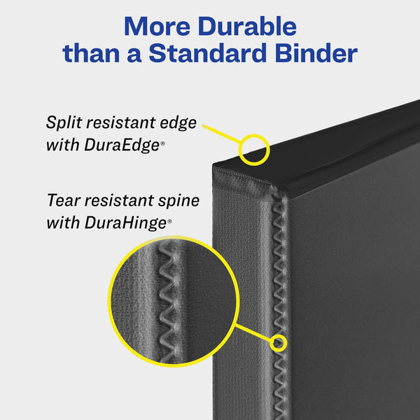 Avery® Durable View Binder with DuraHinge and Slant Rings, 3 Rings, 1" Capacity, 11 x 8.5, White, 12/Carton (AVE17012CT)