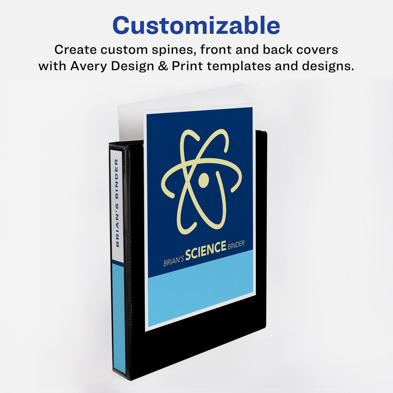 Avery® Heavy-Duty View Binder with DuraHinge and One Touch EZD Rings, 3 Rings, 1" Capacity, 11 x 8.5, Navy Blue, 12/Carton (AVE79809CT)