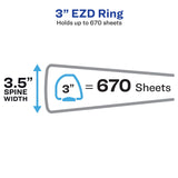 Avery® Heavy-Duty View Binder with DuraHinge and Locking One Touch EZD Rings, 3 Rings, 3" Capacity, 11 x 8.5, Red, 4/Carton (AVE79325CT) Case of 4