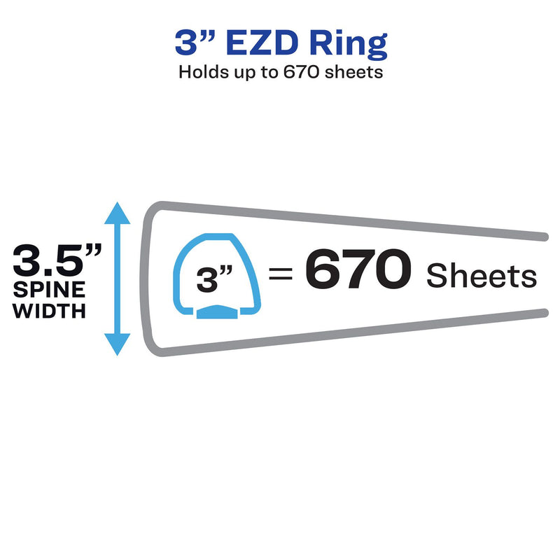 Avery® Heavy-Duty View Binder with DuraHinge and Locking One Touch EZD Rings, 3 Rings, 3" Capacity, 11 x 8.5, Red, 4/Carton (AVE79325CT) Case of 4
